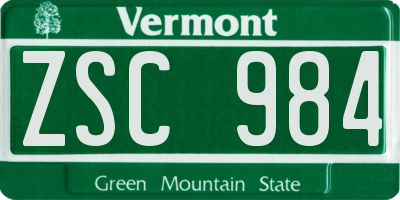 VT license plate ZSC984