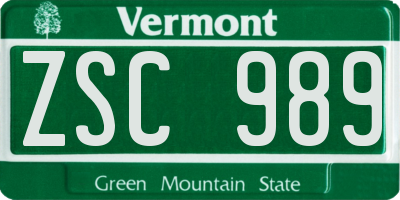 VT license plate ZSC989