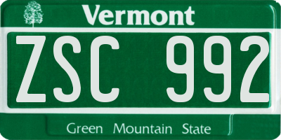 VT license plate ZSC992