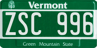VT license plate ZSC996