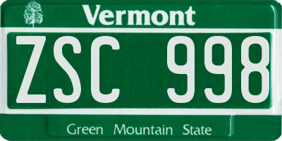 VT license plate ZSC998