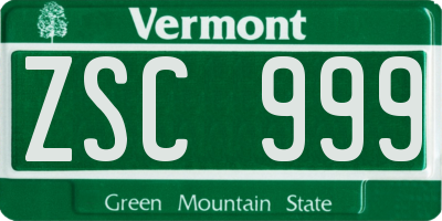 VT license plate ZSC999