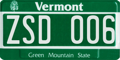 VT license plate ZSD006