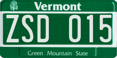 VT license plate ZSD015