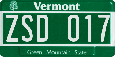 VT license plate ZSD017