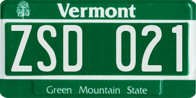 VT license plate ZSD021