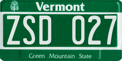 VT license plate ZSD027