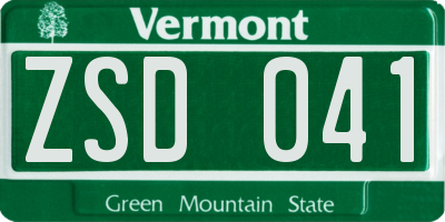 VT license plate ZSD041