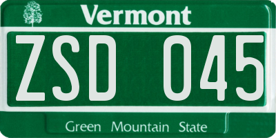 VT license plate ZSD045