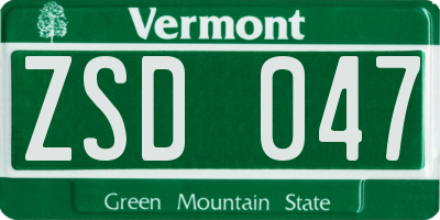 VT license plate ZSD047