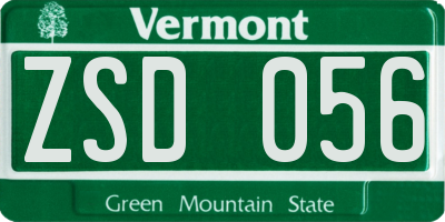 VT license plate ZSD056