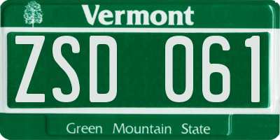 VT license plate ZSD061