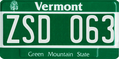 VT license plate ZSD063