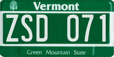 VT license plate ZSD071