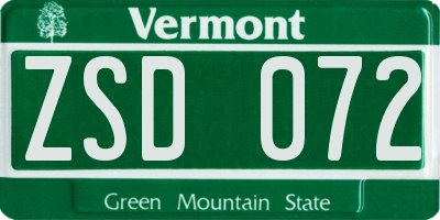 VT license plate ZSD072