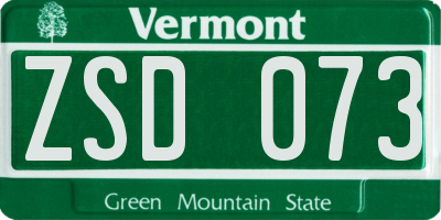 VT license plate ZSD073