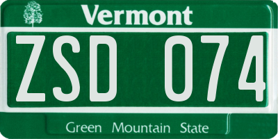 VT license plate ZSD074