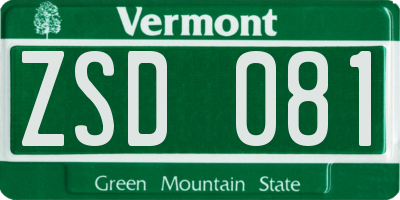 VT license plate ZSD081