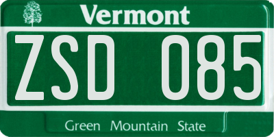 VT license plate ZSD085