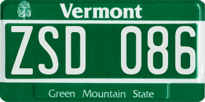 VT license plate ZSD086