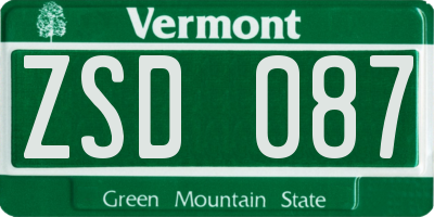 VT license plate ZSD087