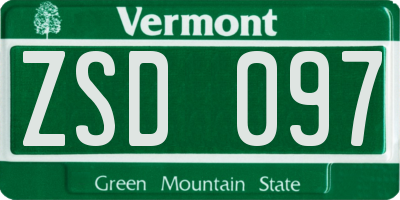 VT license plate ZSD097