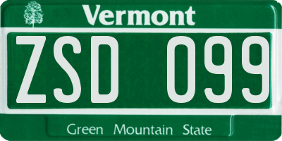 VT license plate ZSD099