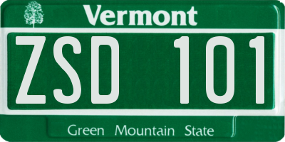VT license plate ZSD101