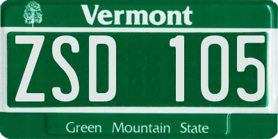 VT license plate ZSD105