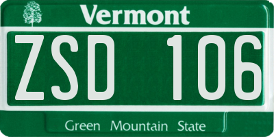 VT license plate ZSD106