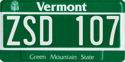VT license plate ZSD107