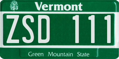 VT license plate ZSD111