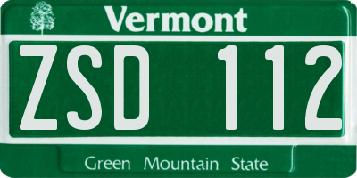 VT license plate ZSD112