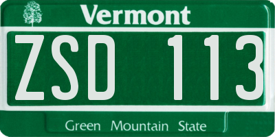 VT license plate ZSD113