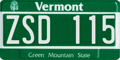 VT license plate ZSD115