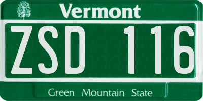 VT license plate ZSD116