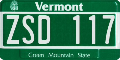 VT license plate ZSD117