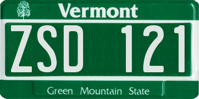 VT license plate ZSD121