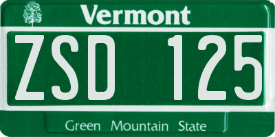 VT license plate ZSD125