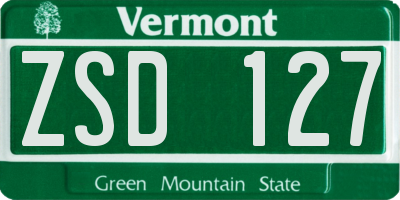 VT license plate ZSD127