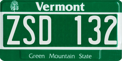 VT license plate ZSD132