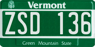 VT license plate ZSD136