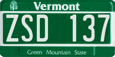 VT license plate ZSD137