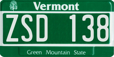 VT license plate ZSD138