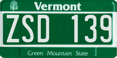 VT license plate ZSD139