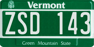 VT license plate ZSD143