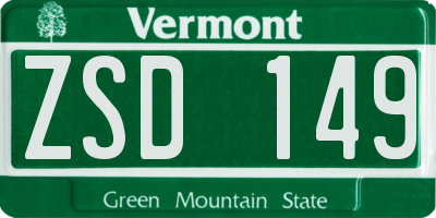 VT license plate ZSD149