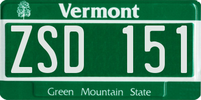 VT license plate ZSD151