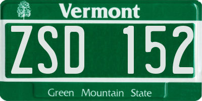 VT license plate ZSD152