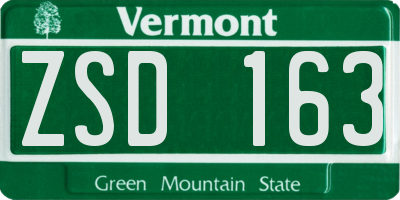 VT license plate ZSD163